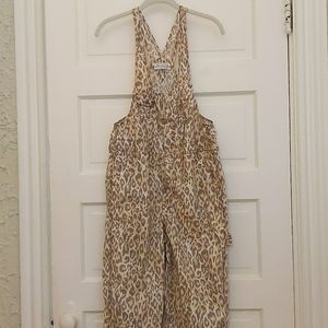 Pink & Gray Cheetah Print Cotton Overalls